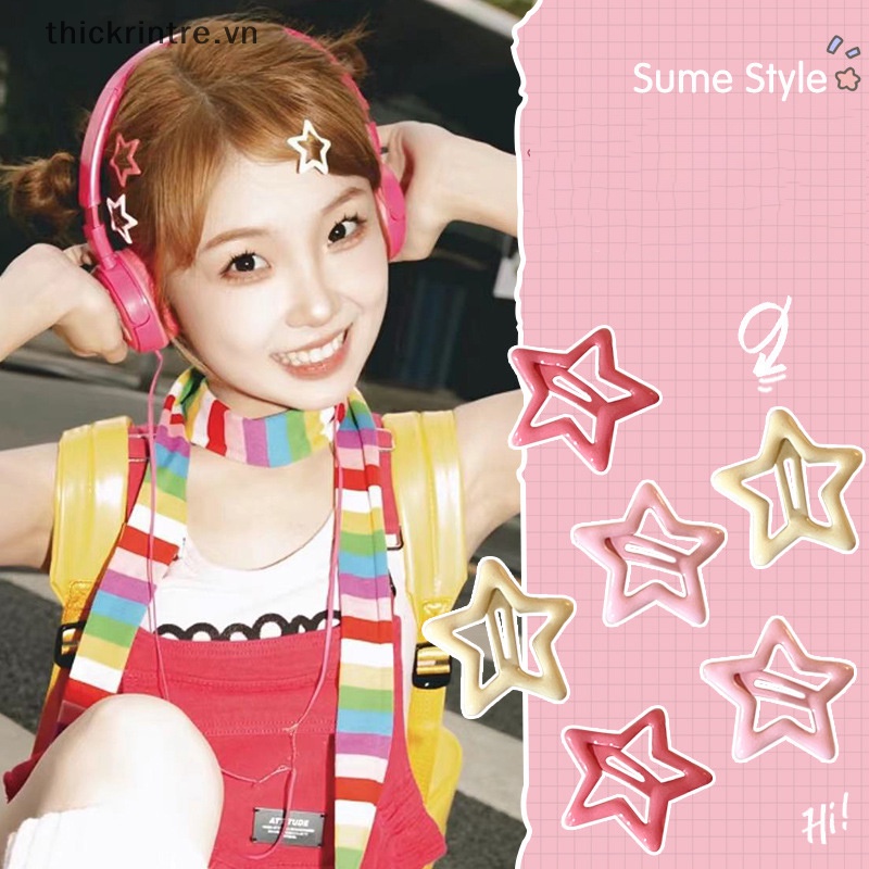 Set 10 Kẹp Tóc Hình Ngôi Sao Năm Cánh Nhiều Màu Sắc Phong Cách Hàn Quốc Cho Bé Gái