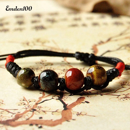 Vòng Tay Bện Dây Đính Hạt Gốm Phong Cách Bohemia