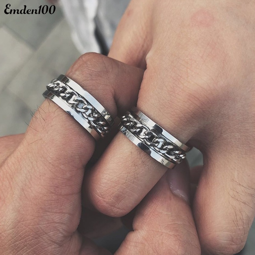 Nhẫn Đeo Tay Dạng Dây Xích Bằng Thép Không Gỉ Cho Nam