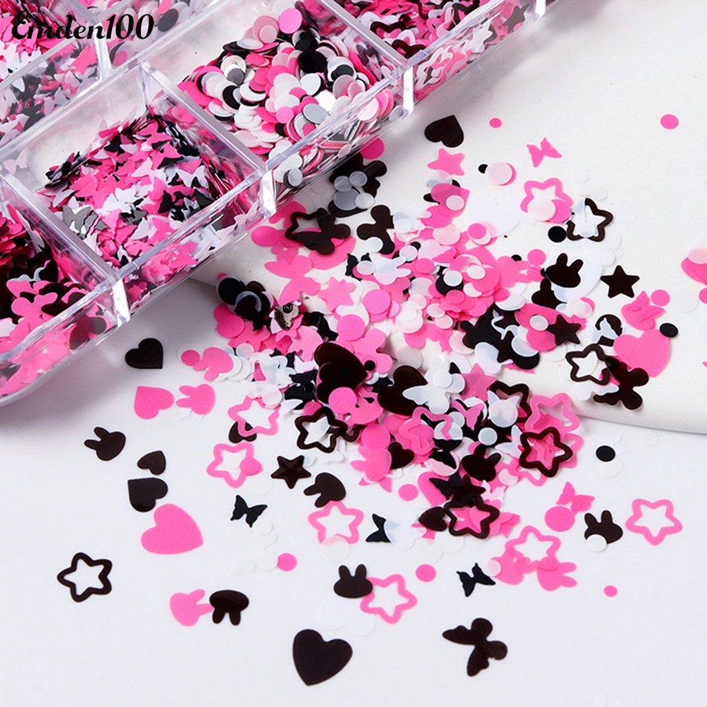 1 Hộp 12 Ngăn Đựng Phụ Kiện Trang Trí Móng Tay Xinh Xắn