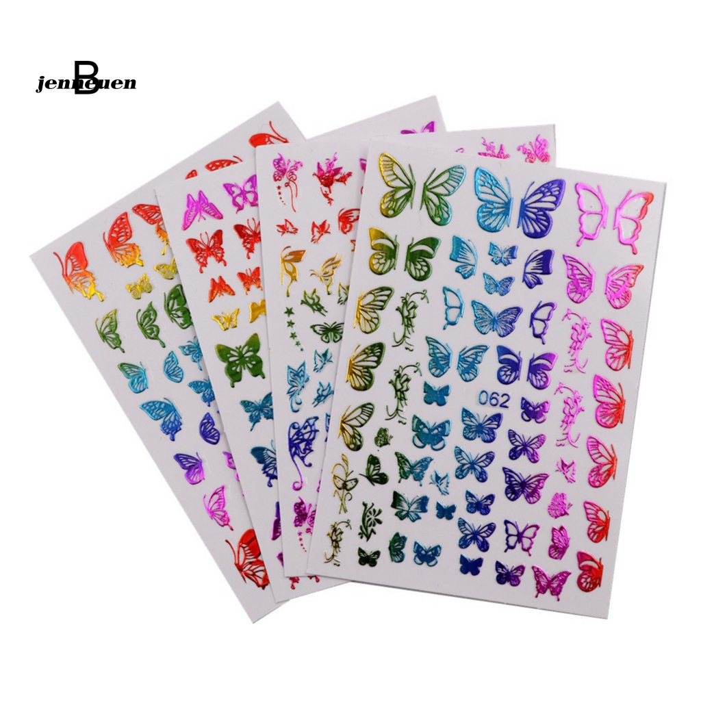Set 4 / 16 Miếng Dán Hình Bướm 3D Nhiều Màu Sắc Phản Quang Trang Trí Móng Nghệ Thuật