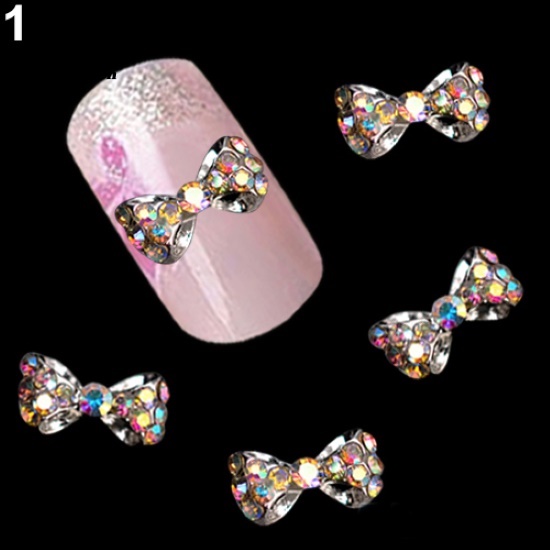 Set 10 Miếng Dán Trang Trí Móng Tay Hình Nơ Bằng Hợp Kim Nhiều Màu Sắc