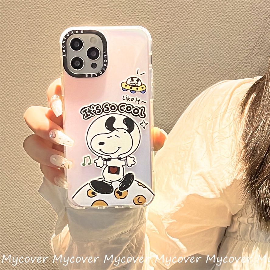 Ốp Điện Thoại Silicon Mềm Hình Snoopy Màu Gradient Lấp Lánh Cho iPhone 14 13 12 11 Pro Max X XR Xs Max 6 7 8 Plus
