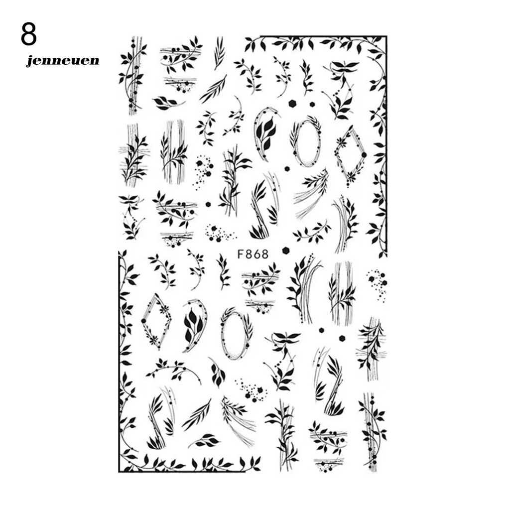 Miếng Dán Trang Trí Móng Tay Chuyển Họa Tiết Hoa Và Bướm Màu Trắng Đen