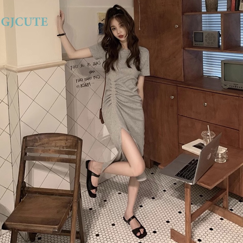 Đầm Midi Màu Trơn Xẻ Tà Eo Cao Gợi Cảm Thời Trang Mùa Hè Cho Bạn Gái