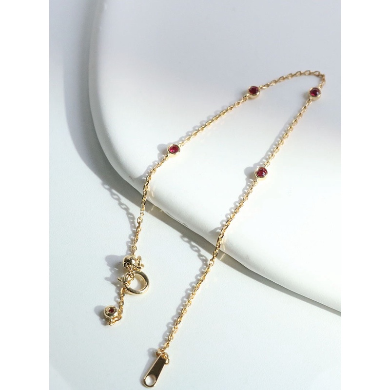 Vòng tay bạc nữ S925 Silver Ruby Tự Nhiên Mini Sang Trọng