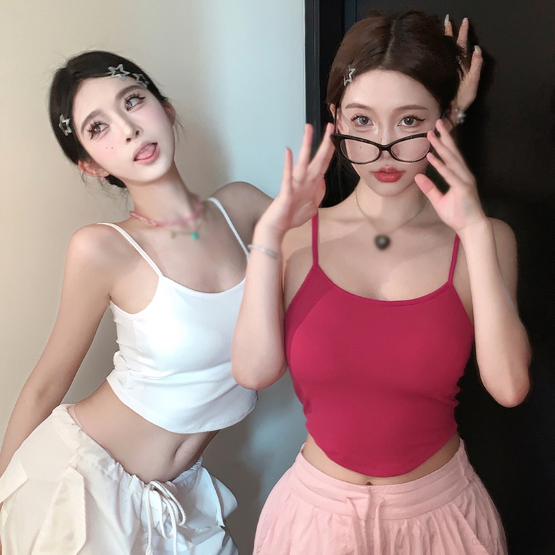 Áo Croptop Sát Nách Có Mút Đệm Thời Trang Mùa Hè Phong Cách Hàn Quốc Cho Nữ