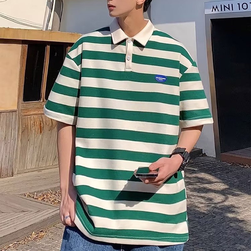 Áo Thun POLO Ngắn Tay Họa Tiết Sọc Ngang Thời Trang Dành Cho Nam