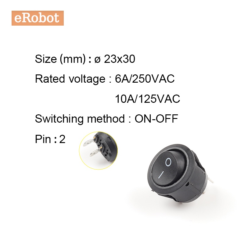 Set 5 Công Tắc Tròn KCD1 20mm 23mm 2 / 3 / 4Pin ON-OFF-ON 2 / 3 Vị Trí 6A / 250VAC 10A / 125VAC SPST Có Đèn LED