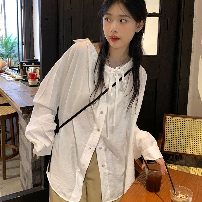 Ielgy Áo Sơ Mi Dáng Rộng Phong Cách Hàn Quốc Cho Nữ