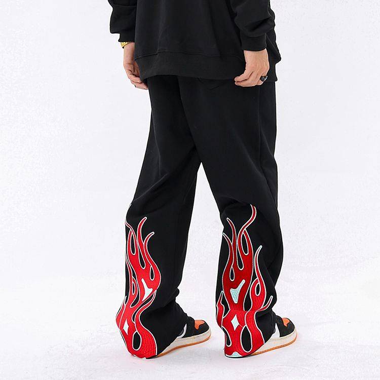 National Fashion American Retro Flame Loose Straight Casual Pants in Street Fashion Brand Hip Hop Fried Street Sweatpants TWlM