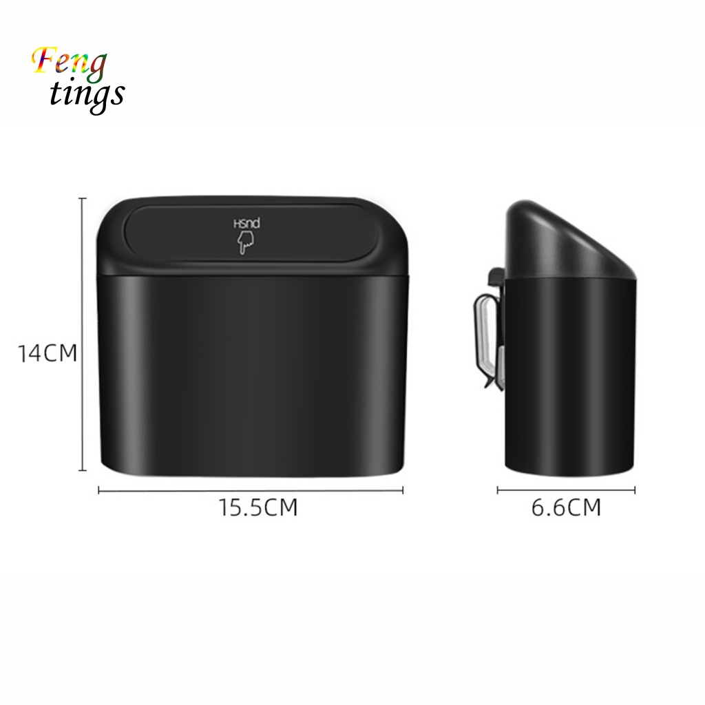 Thùng Rác Nắp Lật Màu Đen Dạng Kẹp Tháo Rời Được Đa Năng Dành Cho Xe Hơi