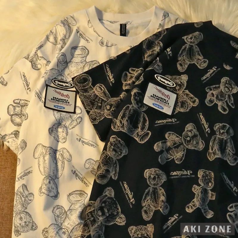 Áo Thun Tay Ngắn Dáng Rộng plus Size Phong Cách Harajuku Cho Nam Nữ 100 kg-150kg