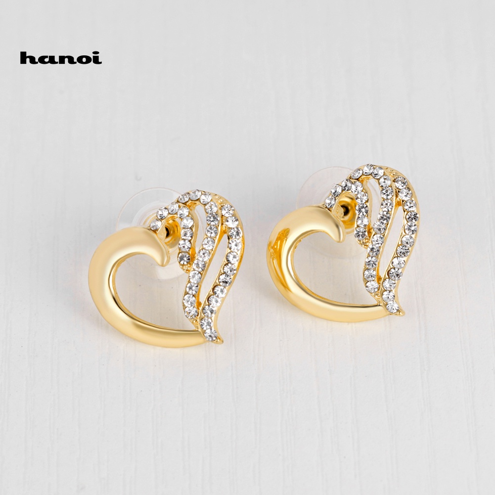 Bộ Trang Sức Mặt Trái Tim Rỗng Đính Đá Thời Trang