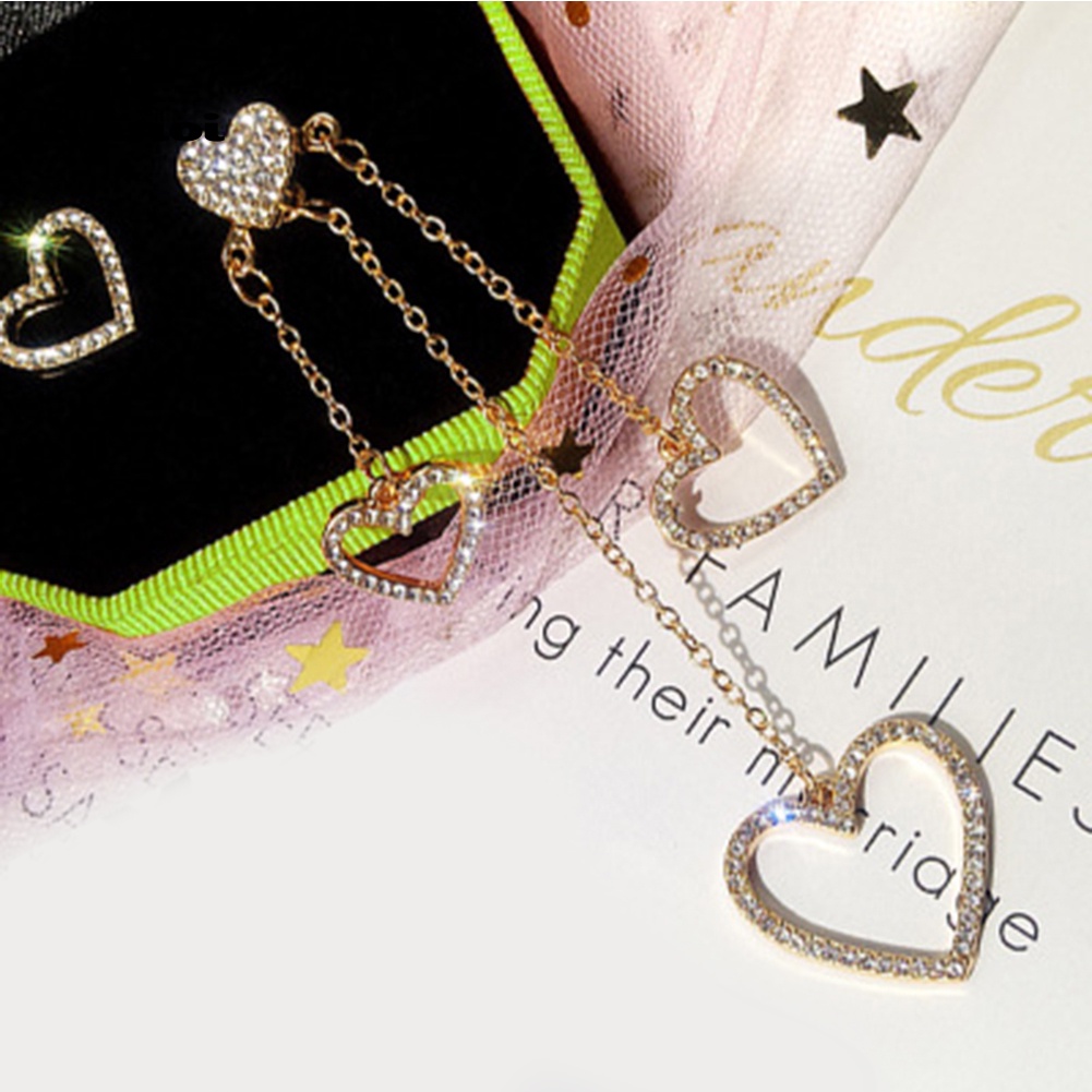 Đôi Khuyên Tai Dài Hình Bướm Và Trái Tim Đính Đá Thời Trang Cho Nữ