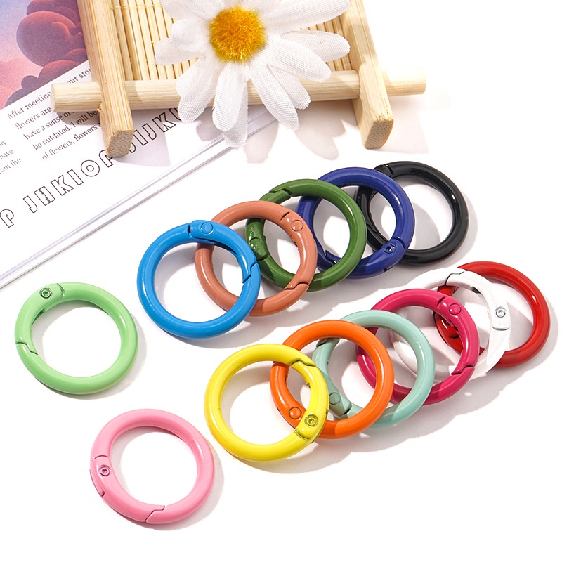 Vòng Lò Xo Tròn Mini Bằng Hợp Kim Nhiều Màu Sắc Dùng Làm Móc Khóa / Túi Xách diy