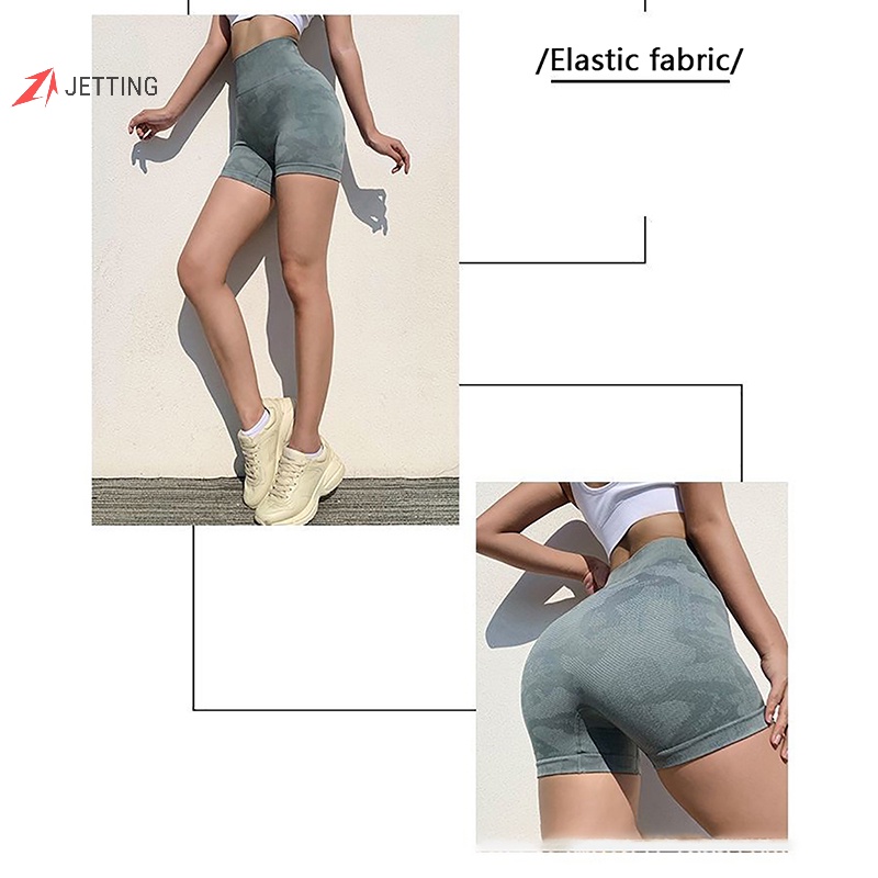 Quần Short Thể Thao Yoga Lưng Cao Co Giãn Không Đường May Họa Tiết Rằn Ri Thời Trang Mùa Hè