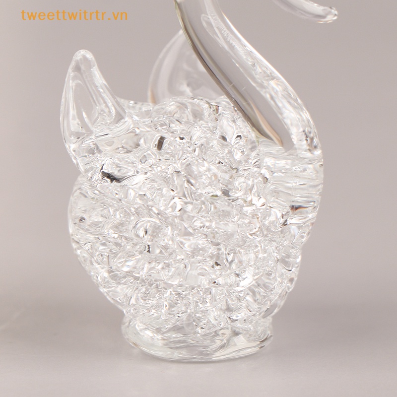 1 Bức Tượng Thiên Nga Bằng Thủy Tinh Pha Lê Trang Trí Bàn Làm Việc