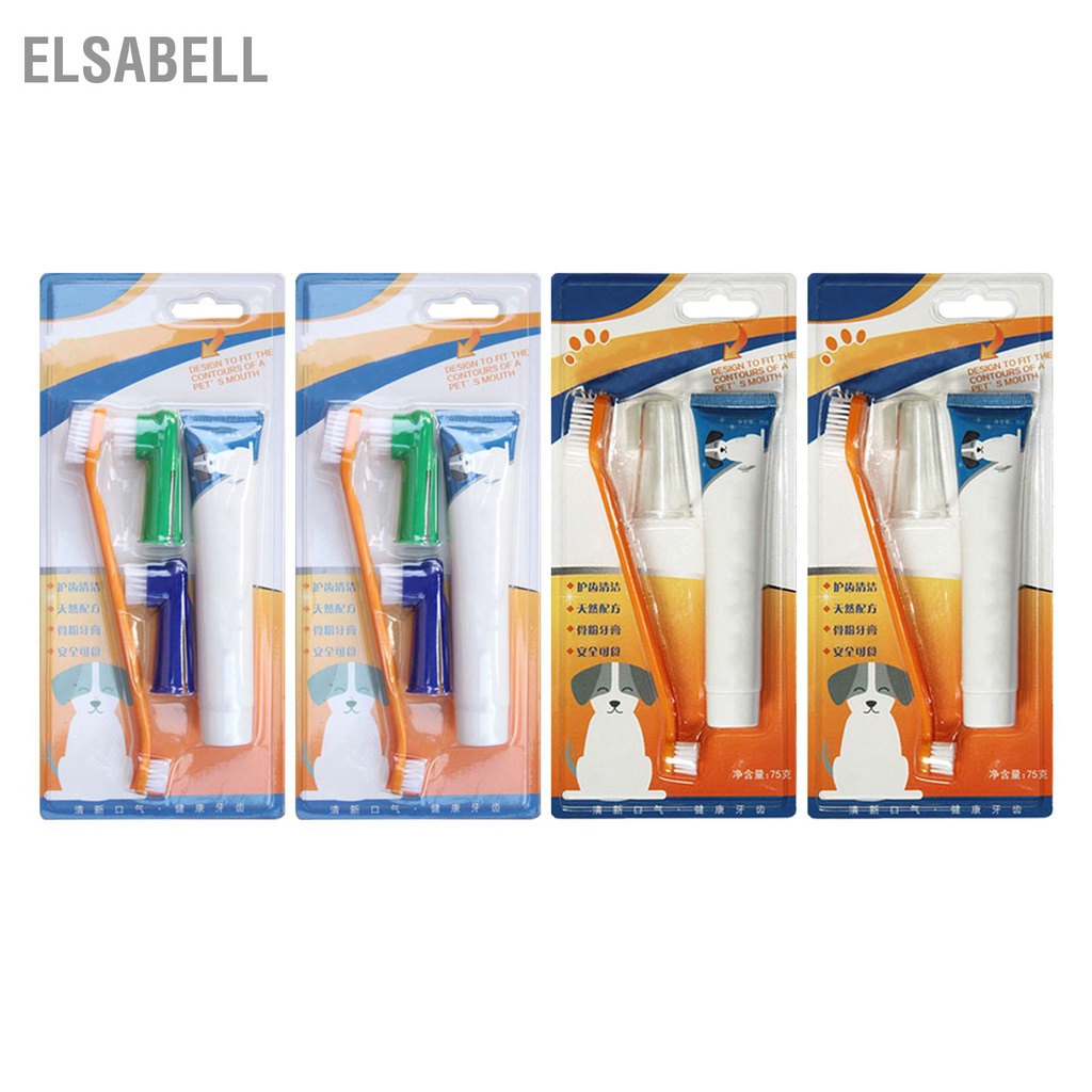 Elsabell Bộ Kem Đánh Răng Và Bàn Chải Cho Thú Cưng Làm Sạch Khỏe Mạnh Di Động Dụng Cụ Nha Khoa Chó Mèo