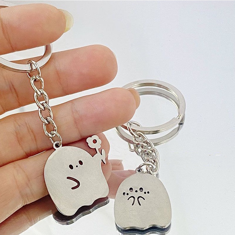 Set 2 Móc Khóa Hình Ma Dễ Thương Cho Cặp Đôi