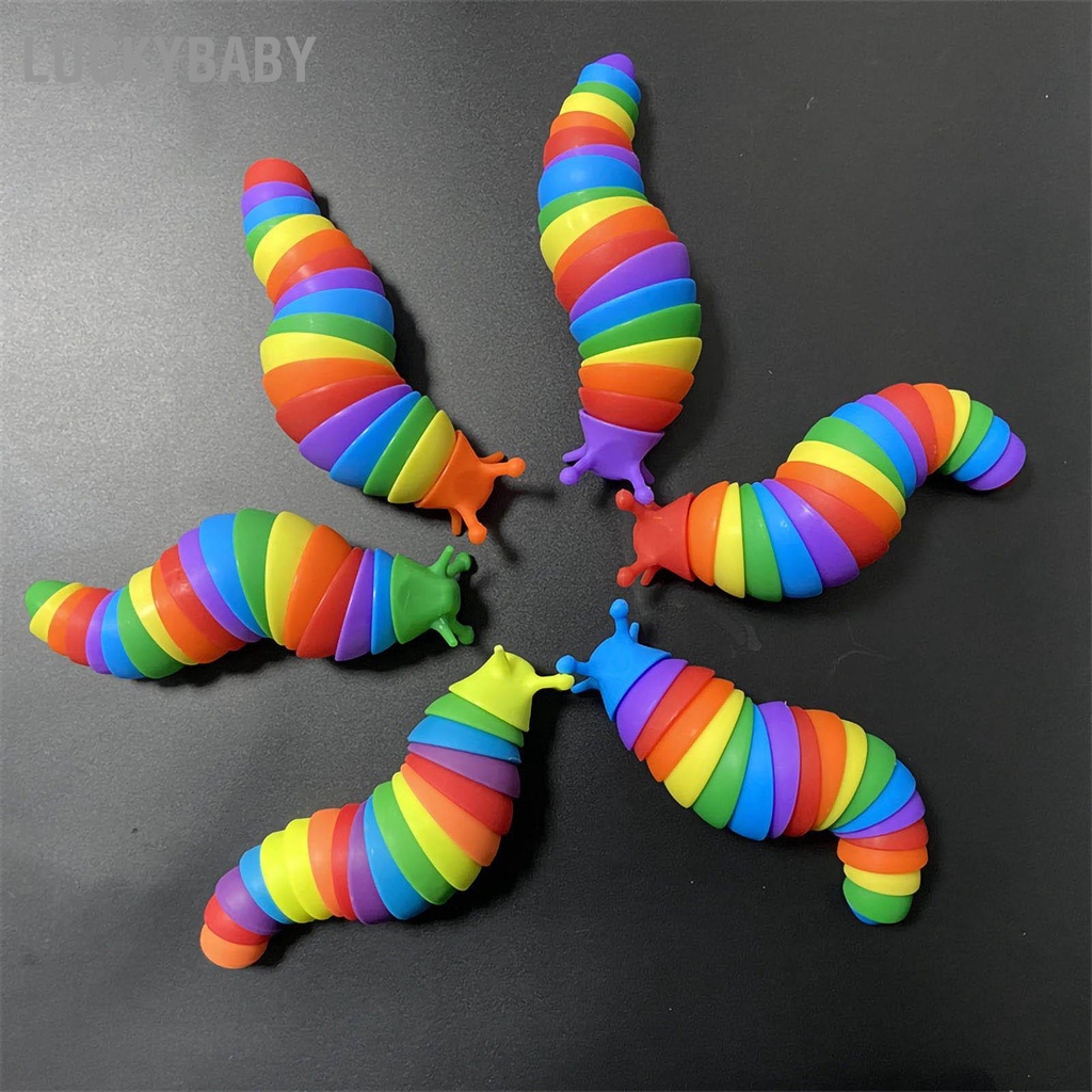 LUCKYBABY Slug Giải Nén Đồ Chơi Căng Thẳng Đầy Màu Sắc Sống Lại Cảm Giác Linh Hoạt Sên Côn Trùng Thư Giãn