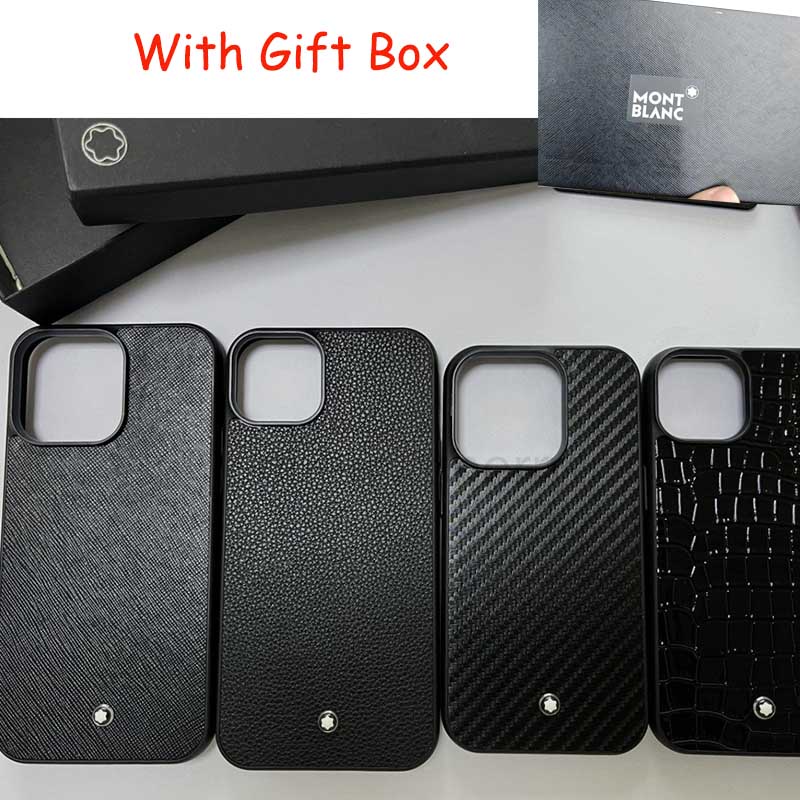 MONTBLANC Bao Da Điện Thoại Kèm Hộp Quà Cho iphone 14 13 15 pro max 11 12 promax x xr xs xsmax mont blanc Ốp