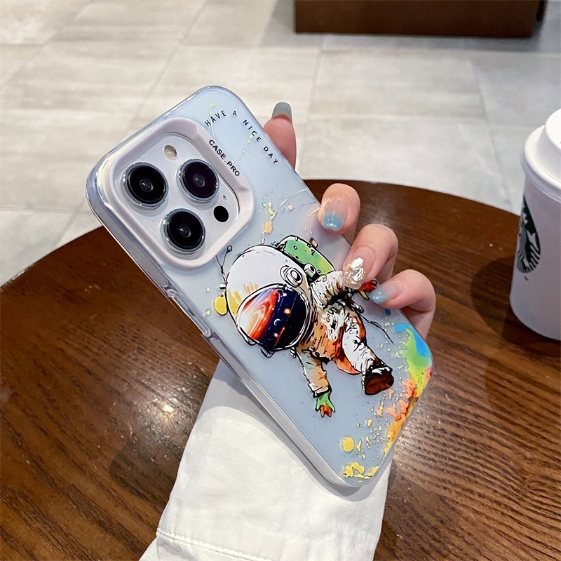 Ốp Điện Thoại Nhựa acrylic Cứng Nhám Hình Phi Hành Gia graffiti Cho iPhone 11 12 13 14 Pro Max 14Plus 13promax 12promax