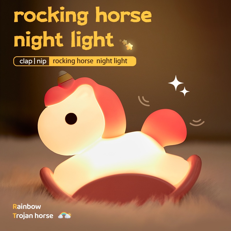 Kỳ lân cầu vồng Trojan đèn silicone LAMJAD đèn ngủ động vật dễ thương quà tặng sinh nhật