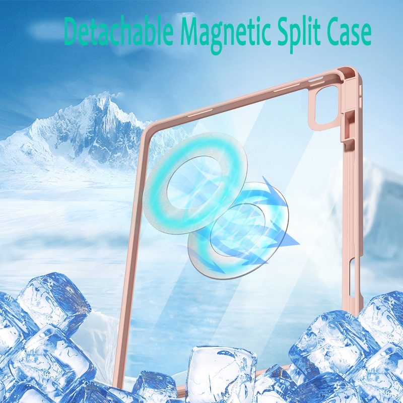 Vỏ bàn phím acrylic trong suốt cho ipad air 5 air 4 10.9 10th gen 2022 air 3 2 1 9.7 2017 2018 5th 6th pro 11 2021 2020 10.2 9th 8th 7th mini 6 bàn phím từ tính có thể tháo rời