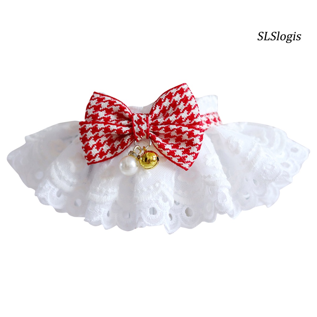 Slslogis Khăn Quàng Cổ Phối Ren Trang Trí Viền Vòng Hoa Thủ Công Thời Trang Cho Thú Cưng Bên Ngoài