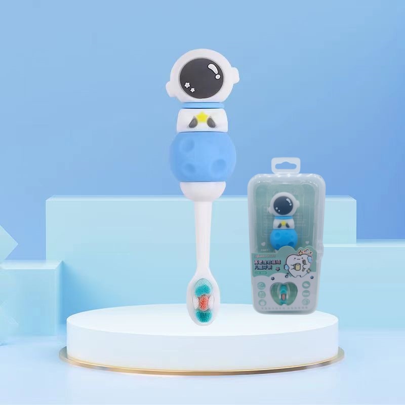 Bàn chải đánh răng trẻ em, bàn chải đánh răng mềm mịn cho bé, tay cầm ngắn hoạt hình bảo vệ răng, bao bì độc lập