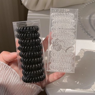 1 Cái Dây buộc tóc xoắn ốc cao su đen / trắng