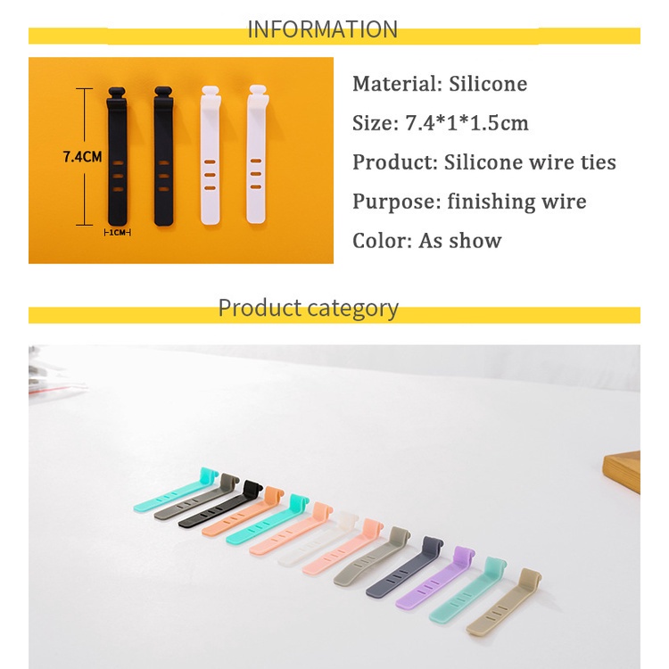 Bộ 8 Dây Quấn Dây Cáp Bằng Silicone Tiện Lợi