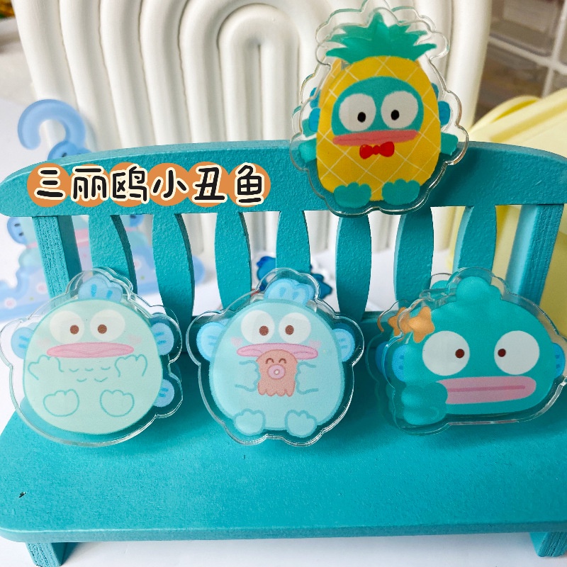 Sanrio Kẹp Niêm Phong Đồ Ăn Vặt Bằng Acrylic Hình Cá Hề Đa Năng Cho Nữ Sinh