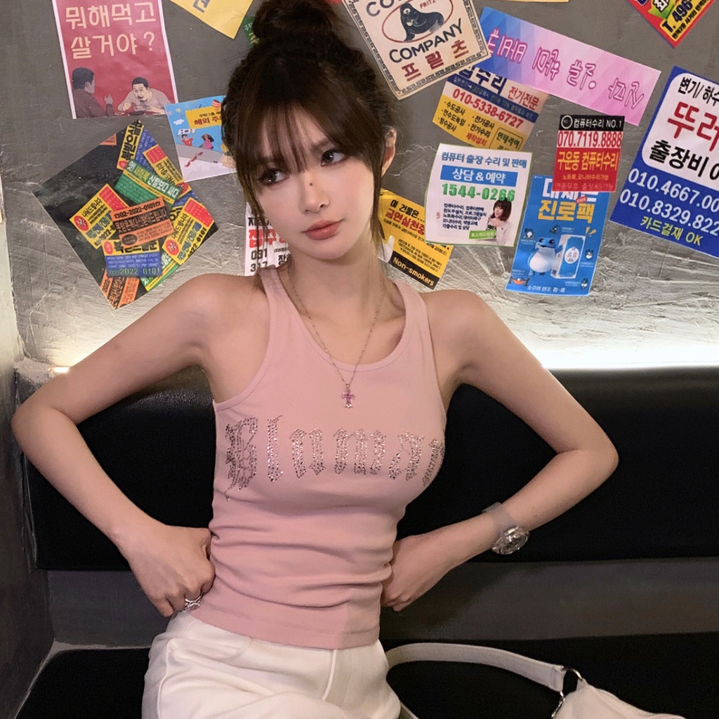 Công nghiệp nặng khoan nóng ngắn i-shaped vest nữ mùa hè thiết kế thích hợp đàn hồi cao không tay skinny slimmer look camisol