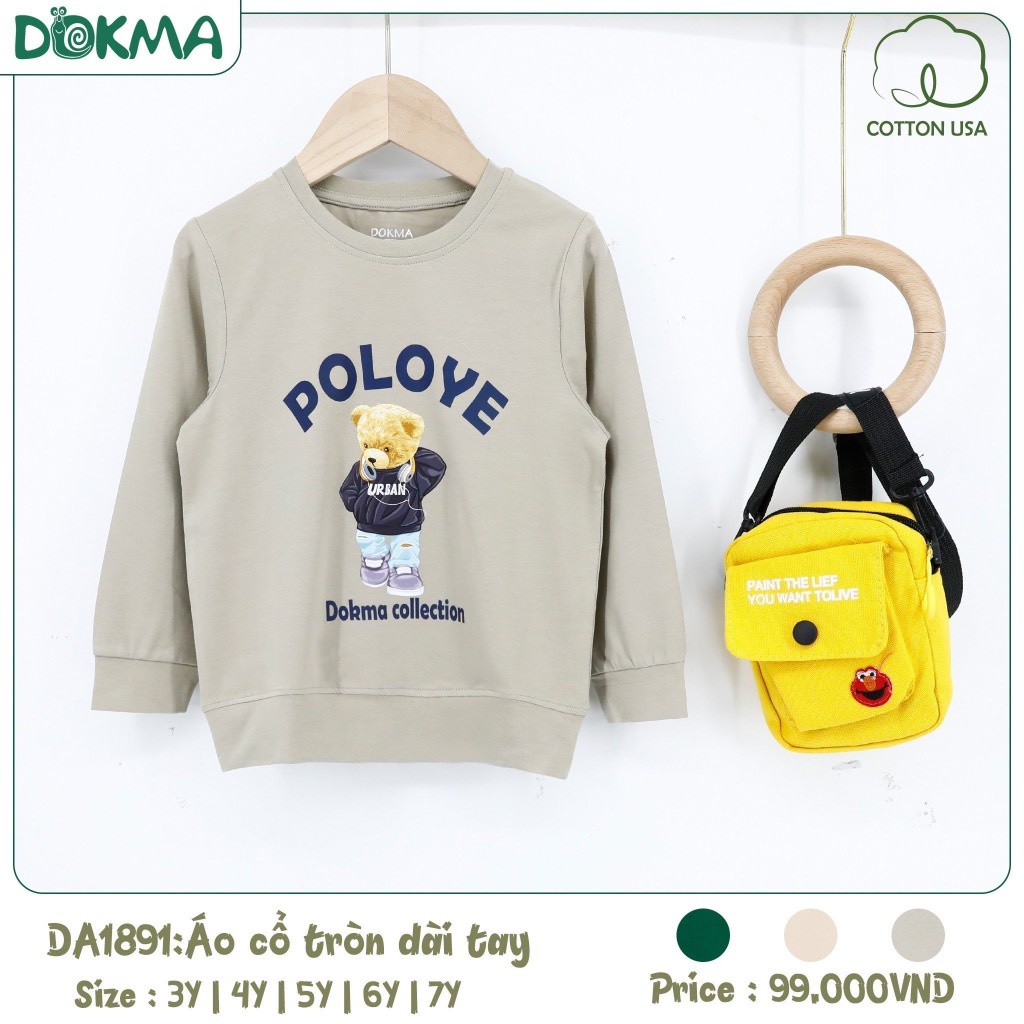 Áo Dokma cổ tròn dài tay cotton cho bé