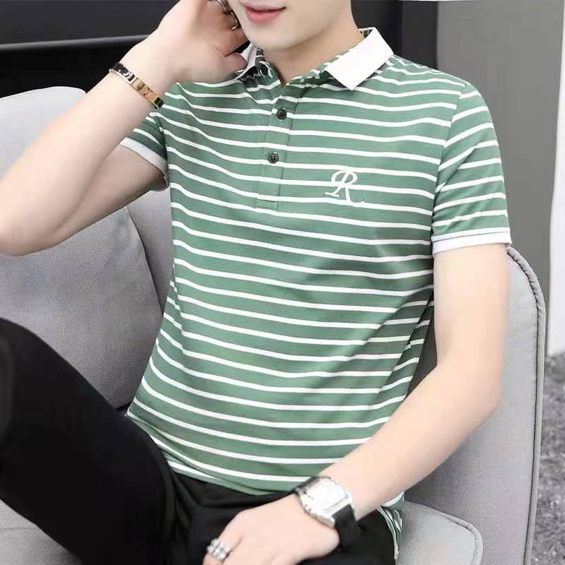 Áo Thun POLO Mỏng Tay Ngắn Kẻ Sọc Thời Trang Hàn Quốc Cho Nam