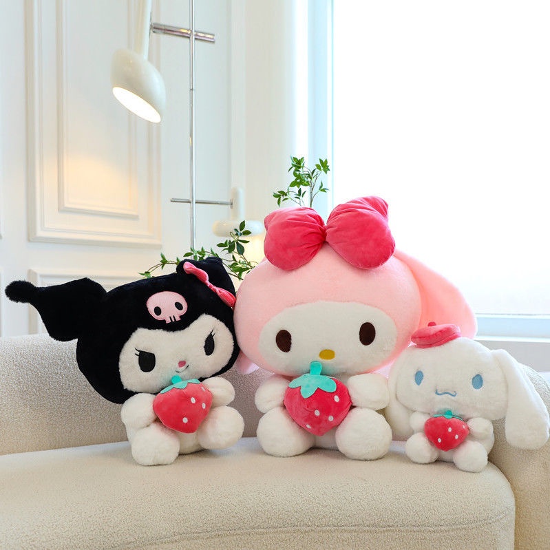 Gối Ôm Nhồi Bông Hình Kuromi Dâu Tây Dễ Thương Dùng Làm Quà Tặng Valentine
