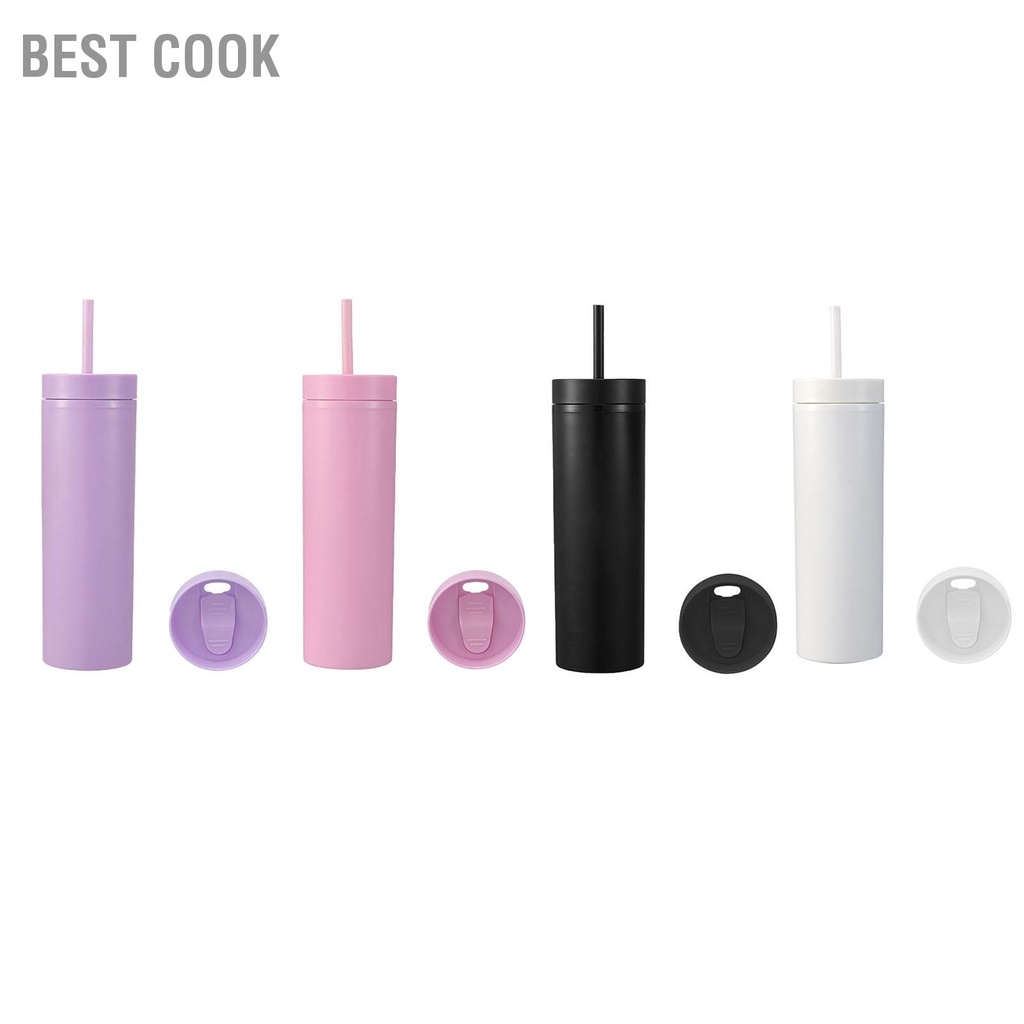 Best cook Cốc nhựa 16oz có nắp đậy và ống hút uống nước bằng mờ cho thể thao ngoài trời