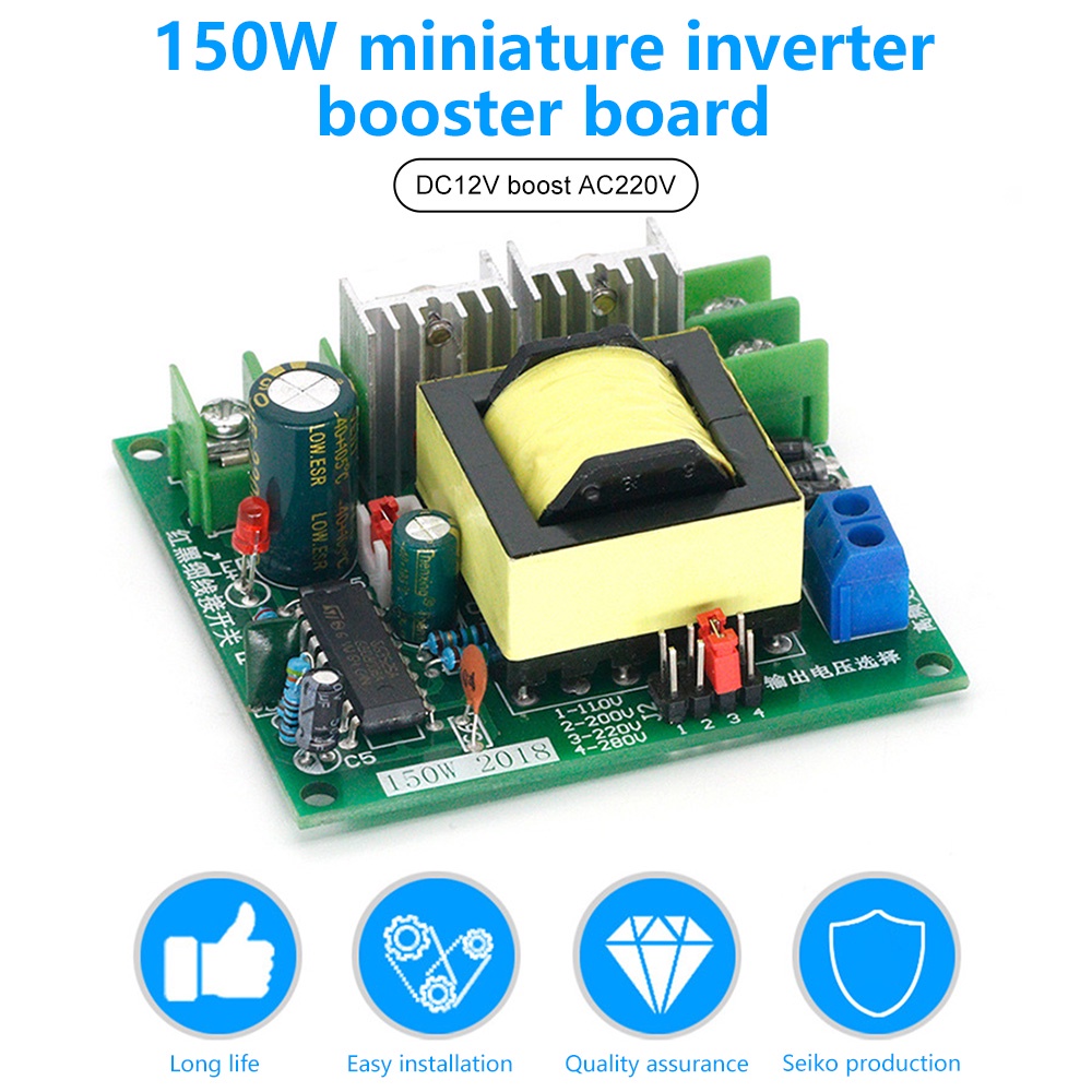 RIRIHI Bảng Mạch Biến Áp 150W DC 12V / 24V Sang 110v220V