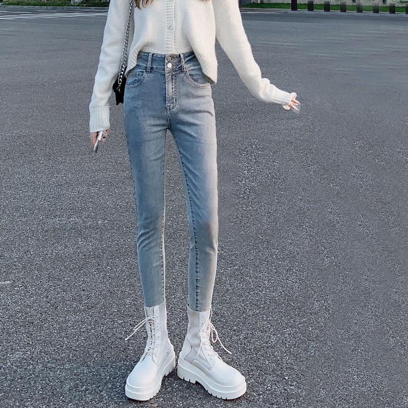 Quần Jean Nữ Lưng Cao ôm body đẹp vải co dãn cao cấp, Quần dài nữ vải denim