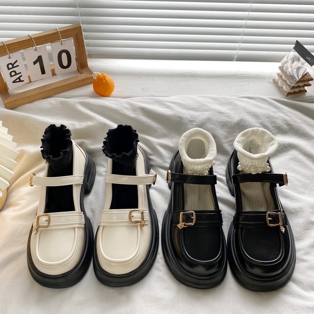 One more shoes⭐Giày Cao Gót Da Mũi Tròn Phong Cách Mary Jane Hàn Quốc Cho Nữ