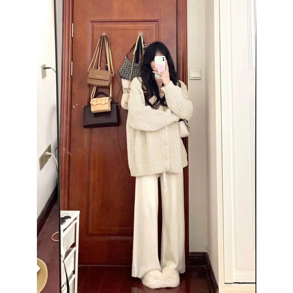 Lazy style coarse needle sweater cardigan Autumn New loose bat sleeve slimming sweater top women's MC women's clothing J7KA