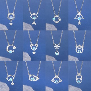 Cá nhân hóa tính khí đồng với kim cương rỗng moonstone mười hai chòm sao vòng cổ