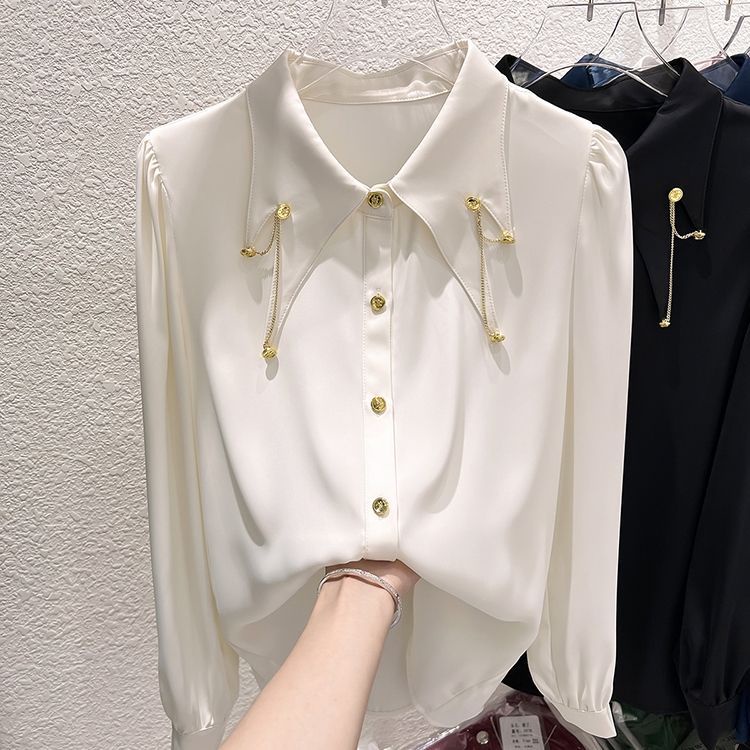 Áo Sơ Mi Chiffon Tay Dài Màu Trơn Thời Trang Mùa Thu