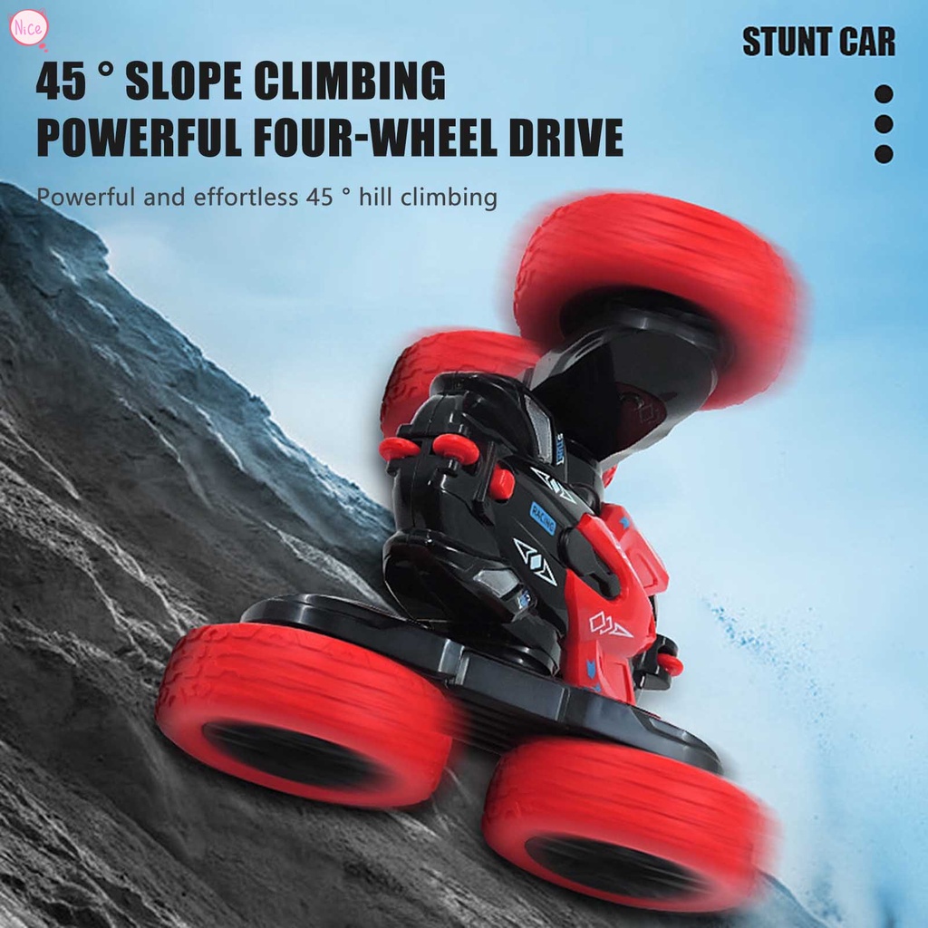 Đồ chơi ô tô điều khiển từ xa xoay điện stunt lái xe hai mặt bền 360° Flips đồ chơi xe xoay