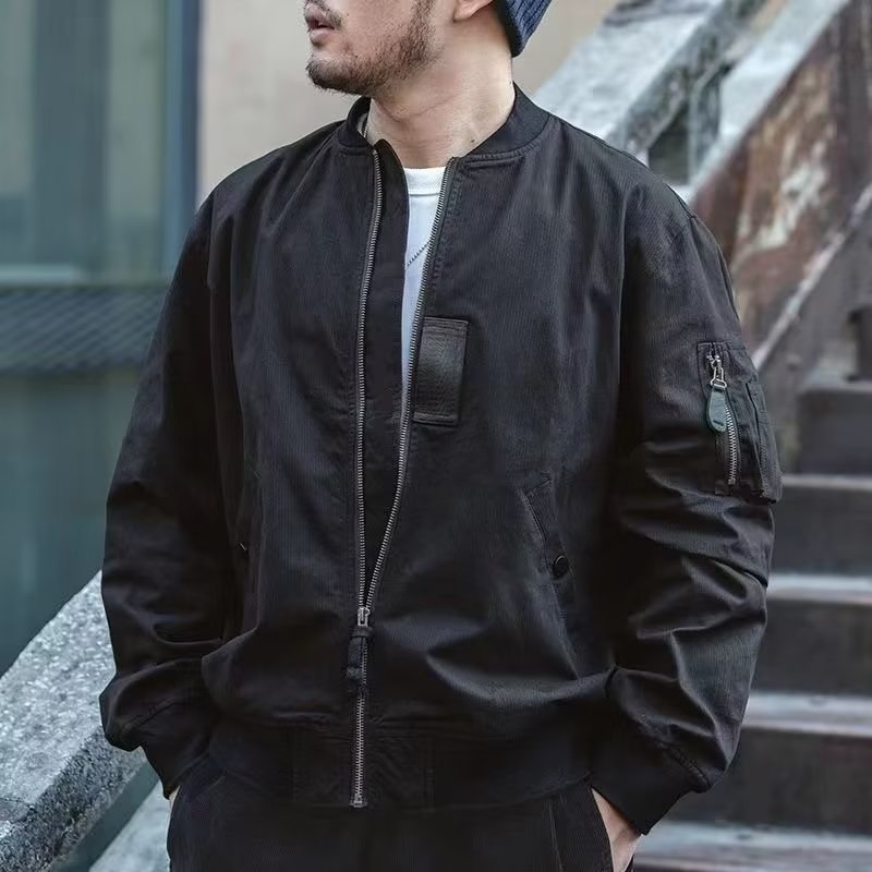 Air ma1 bomber jacket đồng phục học sinh phong cách quân đội áo khoác retro đồng phục bóng chày nam hợp thời trang mùa thu
