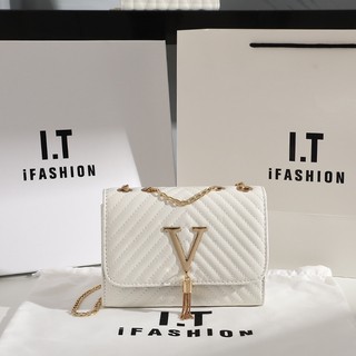 High-end trend women's bag, 2023 túi đeo vai thêu sọc thời trang mới, v-shaped tassel embellished cross-body bag