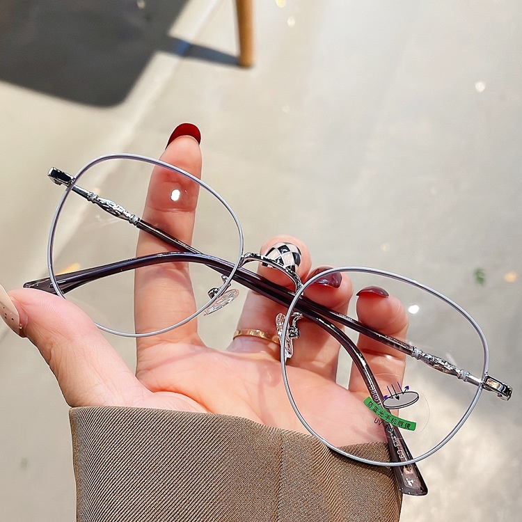VIENDO Thời Trang Kính Tròn Kim Loại Gọng Kính Nam Nữ Đổi Màu Chống Ánh Sáng Xanh Tia UV400