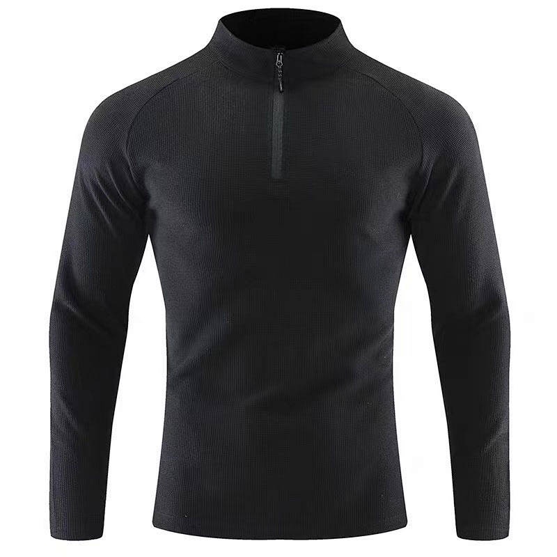 Sports Long-Sleeved T-shirt Men's Running Fitness Football Training Suit Breathable Stand Collar Half Zip Tight Quick-Drying Top IvOw